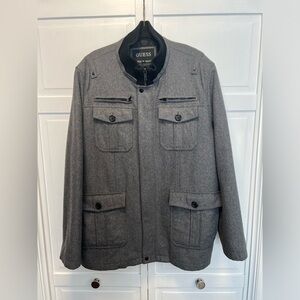 Guess Wool Blend Military Style Jacket Size Men’s XXL Color Gray